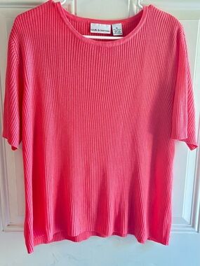 croft & barrow Coral Ribbed Short Sleeve Top